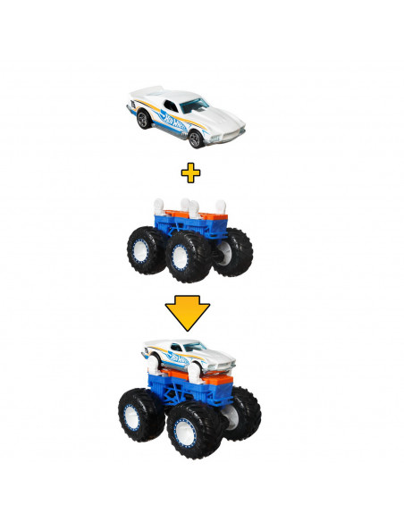 Hot Wheels Monster Truck Cu Masinute Alb Si