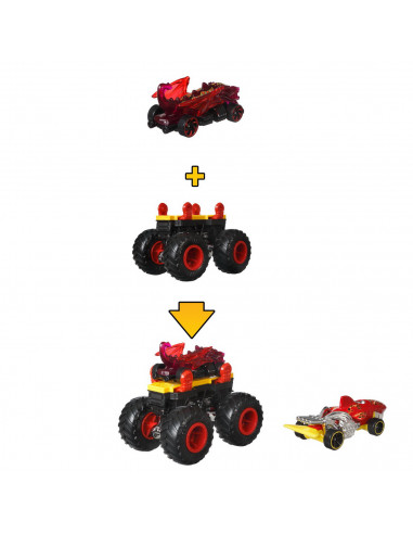 Hot Wheels Monster Truck Cu Masinute Neagru Si