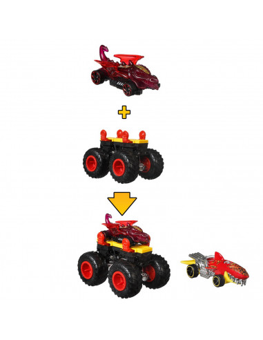 Hot Wheels Monster Truck Cu Masinute Neagru Si