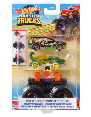 Hot Wheels Monster Truck Cu Masinute Verde Si