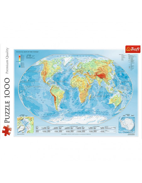 Puzzle Trefl 1000 Harta Fizica A Lumii,10463
