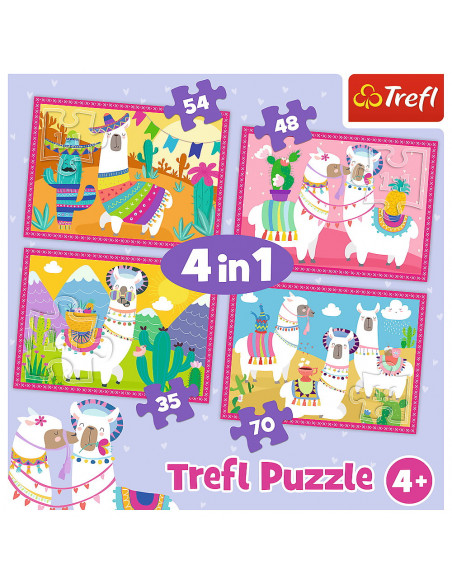 Puzzle Trefl 4in1 Lama In Vacanta,34322