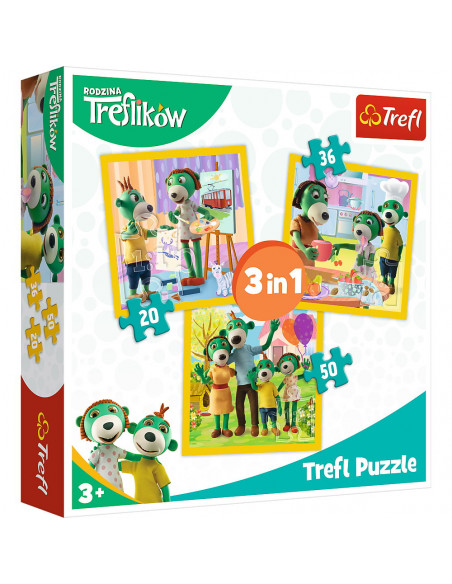 Puzzle Trefl 3in1 Distractie In Familia Trefiliki,34850