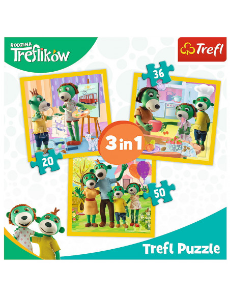 Puzzle Trefl 3in1 Distractie In Familia Trefiliki,34850