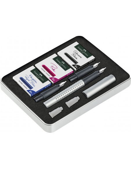 FC201629,Set stilou caligrafic grip 2011 FABER-CASTELL, Argintiu FC201629,Set stilou caligrafic grip 2011 FABER-CASTELL, Argintiu