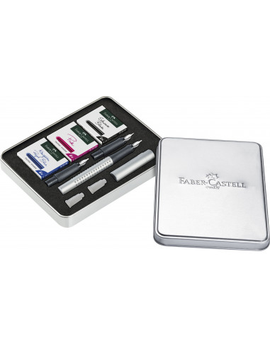 FC201629,Set stilou caligrafic grip 2011 FABER-CASTELL, Argintiu FC201629,Set stilou caligrafic grip 2011 FABER-CASTELL, Argintiu