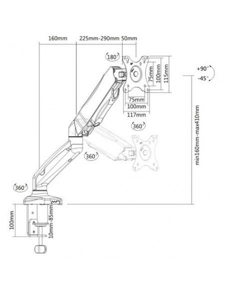 Suport monitor Gas Spring Single Arm Blackmount MNT13