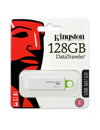 MEMORIE USB 3.0 KINGSTON 128 GB, cu capac, carcasa plastic, alb
