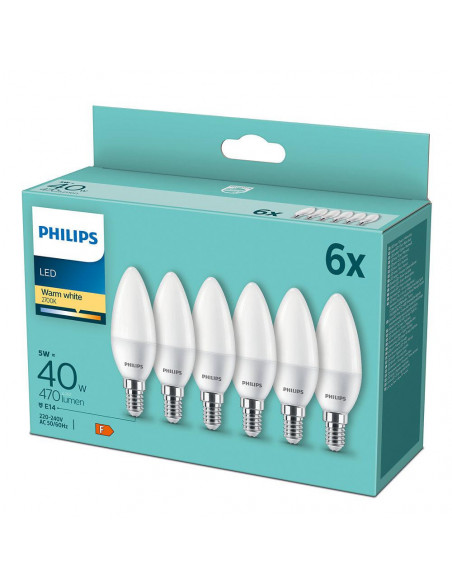 Set 6 Becuri LED 40W B35 E14 WW FR ND 6PF/4