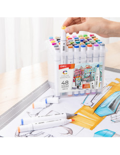 SET 48 MARKERE SKETCHING VARF DUBLU 1MM/7MM CUT PLASTIC 2