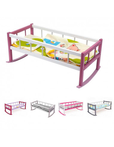 Patut balansoar pentru papusi, colorat, din lemn -