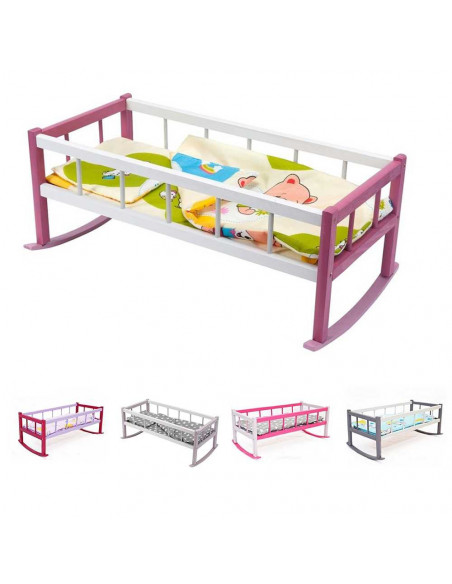 Patut balansoar pentru papusi, colorat, din lemn -