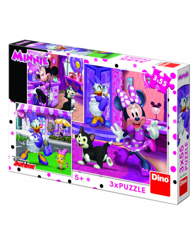 Puzzle 3 in 1 - O zi cu Minnie (55 piese),335226