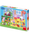 Puzzle 3 in 1 - Purcelusa Peppa in vacanta (55 piese),335356