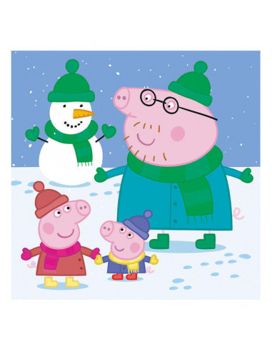 Puzzle 3 in 1 Purcelusa Peppa - Dupa-amiaza fericita (55