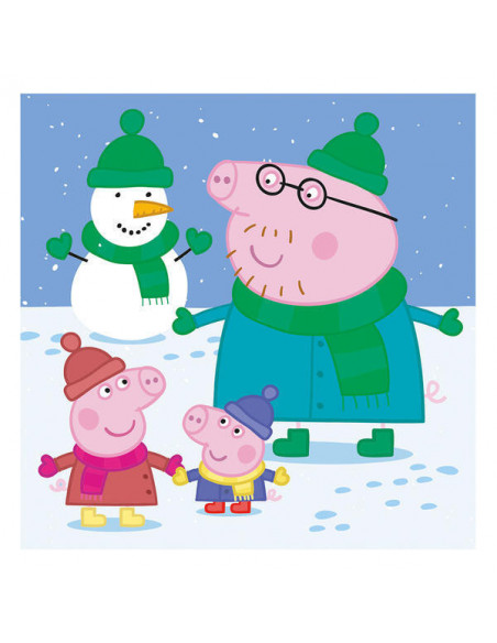 Puzzle 3 in 1 Purcelusa Peppa - Dupa-amiaza fericita (55
