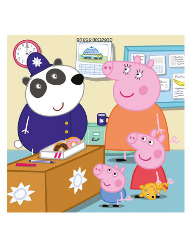 Puzzle 3 in 1 Purcelusa Peppa - Dupa-amiaza fericita (55