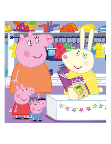 Puzzle 3 in 1 Purcelusa Peppa - Dupa-amiaza fericita (55