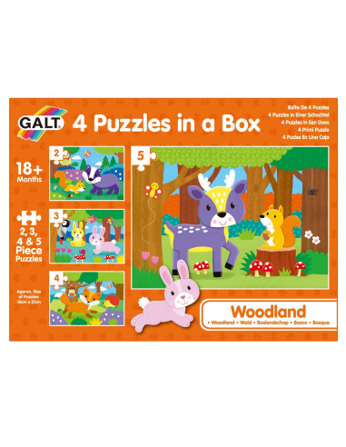 Set 4 puzzle-uri - Animalute din padure (2, 3, 4, 5