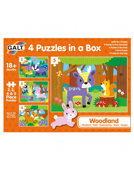 Set 4 puzzle-uri - Animalute din padure (2, 3, 4, 5