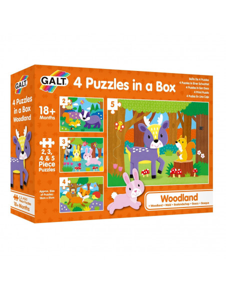 Set 4 puzzle-uri - Animalute din padure (2, 3, 4, 5