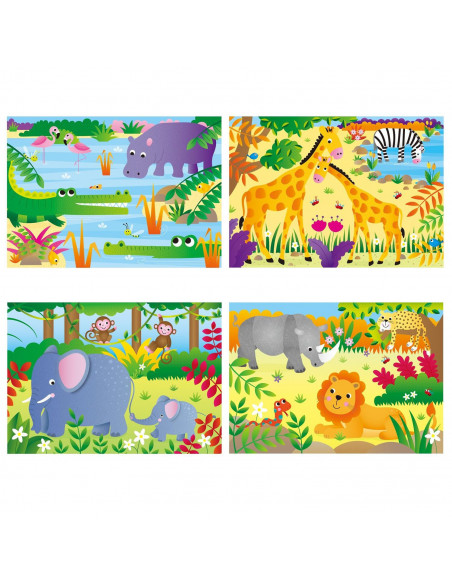 Set 4 puzzle-uri Jungla (12, 16, 20, 24 piese),1005071