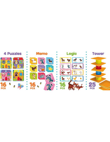 Joc de logica 4 in 1 - Animalute jucause,L79872