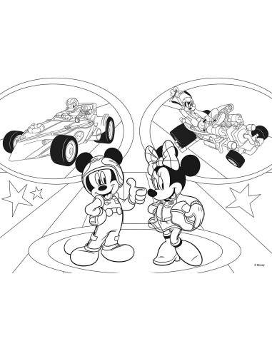Puzzle de colorat - Mickey in cursa (24 piese),L74099