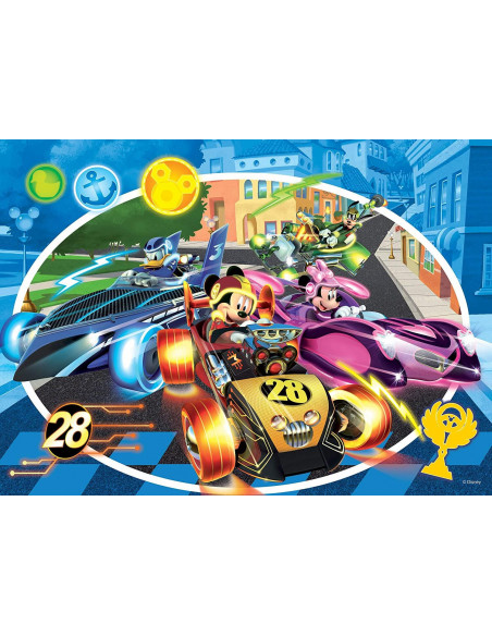 Puzzle de colorat - Mickey in cursa (24 piese),L74099