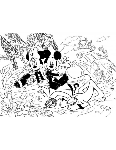 Puzzle de colorat - Mickey la plaja (250 piese),L48113