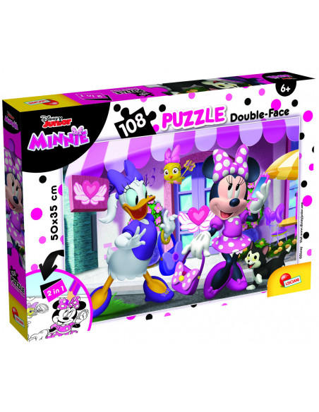 Puzzle de colorat - Minnie si Daisy in gradina (108