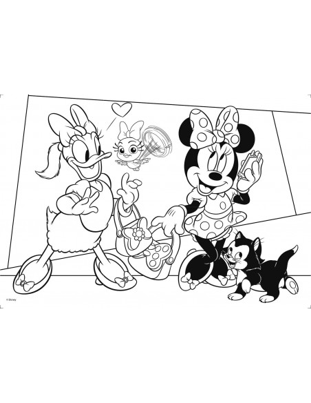 Puzzle de colorat - Minnie si Daisy in gradina (108