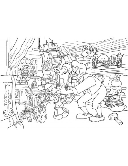 Puzzle de colorat - Pinocchio (108 piese),L48014