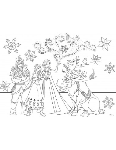 Puzzle de colorat maxi - Frozen la patinoar (24 piese),L74075