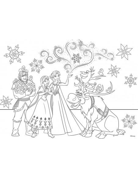 Puzzle de colorat maxi - Frozen la patinoar (24 piese),L74075