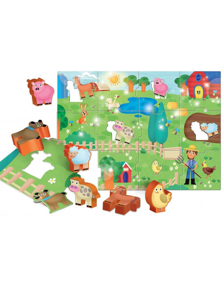 Puzzle de podea - Distractie la ferma (12 piese),L67848