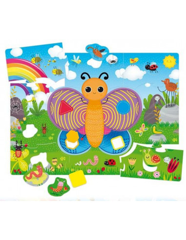 Puzzle de podea - Fluturas cu forme si culori (29 piese),L72156