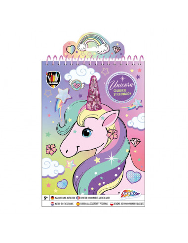 Carte de colorat cu abtibilduri - Unicorn magic,150052