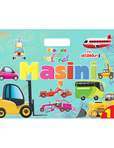 Bloc de colorat cu abt.- Masini 1,978-606-525-607-1