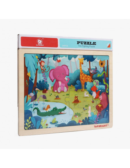 Puzzle din lemn - Animalute jucause,120394