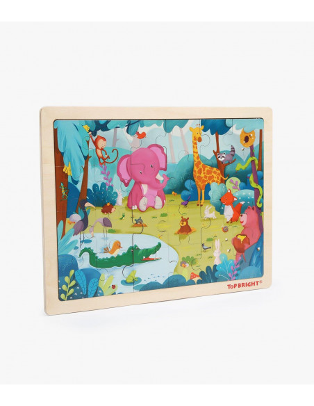 Puzzle din lemn - Animalute jucause,120394