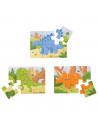 Set 3 puzzle din lemn - Dinozauri,BJ816