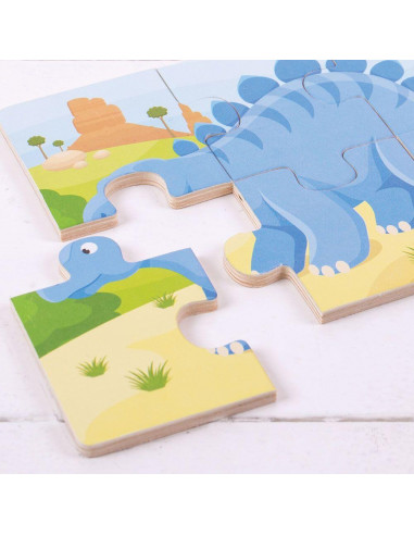 Set 3 puzzle din lemn - Dinozauri,BJ816