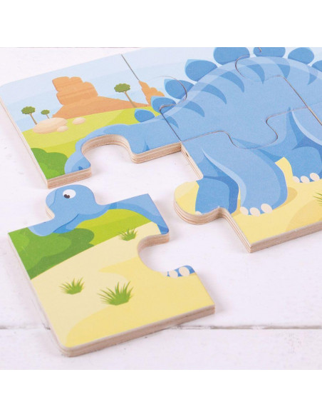 Set 3 puzzle din lemn - Dinozauri,BJ816