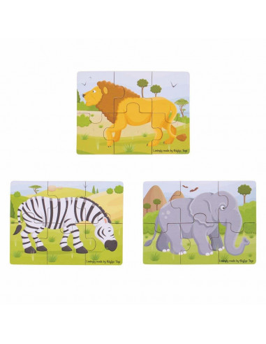 Set 3 puzzle din lemn - Jungla Vesela,BJ818