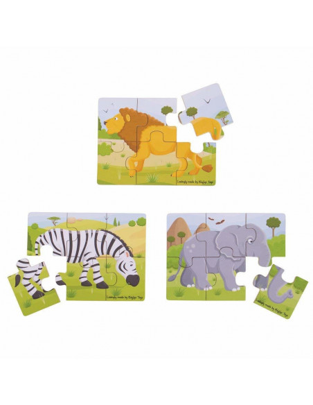 Set 3 puzzle din lemn - Jungla Vesela,BJ818