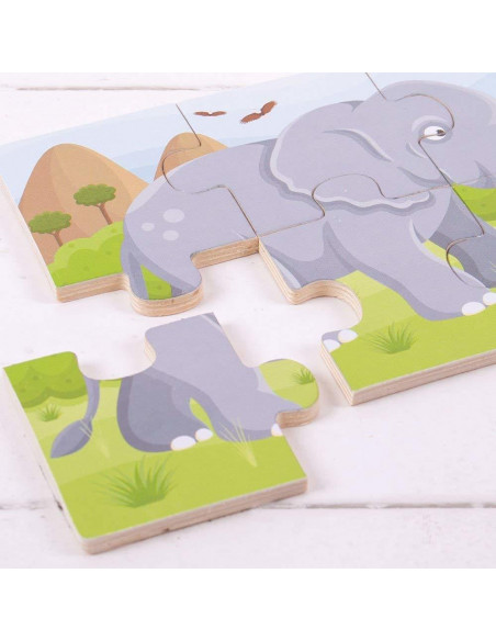 Set 3 puzzle din lemn - Jungla Vesela,BJ818