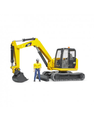 BRUDER - MINI EXCAVATOR CAT CU MUNCITOR,BR02466