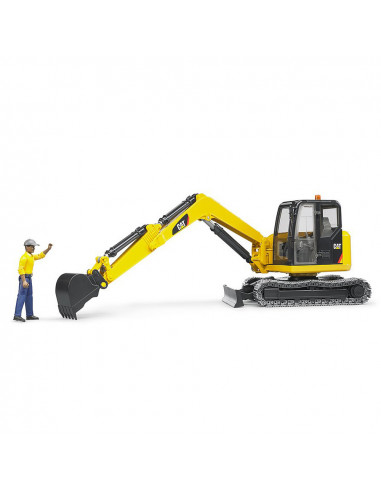 BRUDER - MINI EXCAVATOR CAT CU MUNCITOR,BR02466