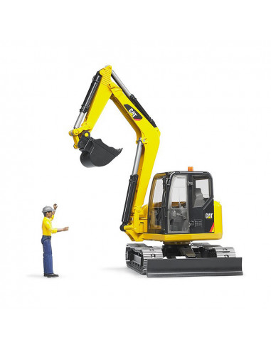 BRUDER - MINI EXCAVATOR CAT CU MUNCITOR,BR02466